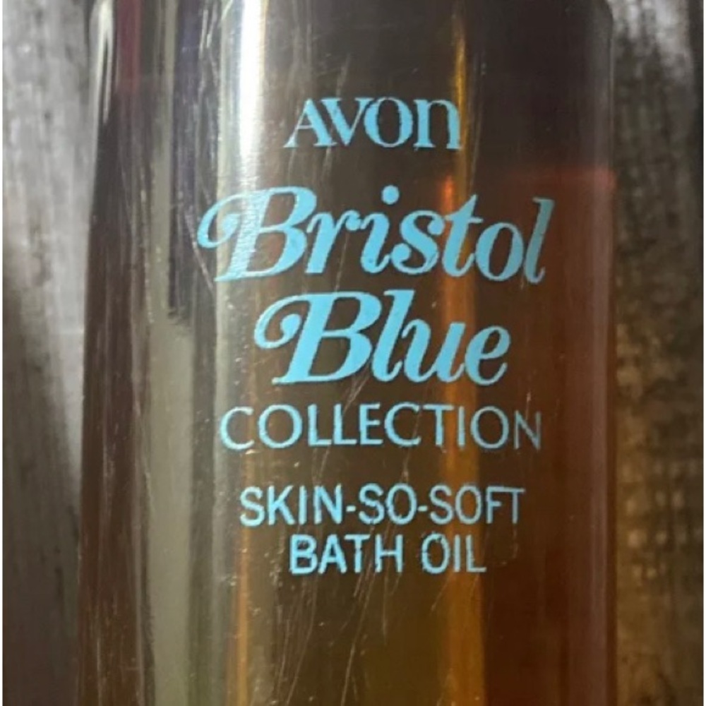 VINTAGE AVON BRISTOL BLUE JAR w/ SSS BATH OIL New